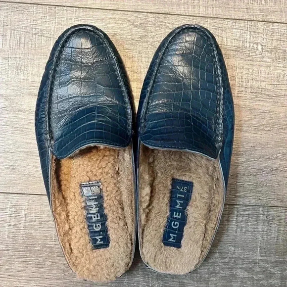 M. GEMI The Felize Shearling Mule - Navy Size 7.5 - Picture 8 of 8